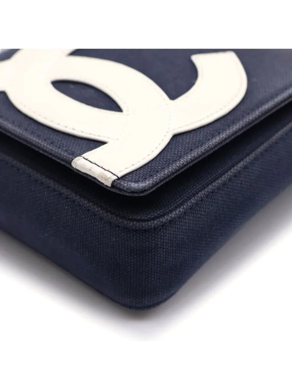Chanel Number 5 Choco Bar CC Logo Chain Shoulder Bag Navy Silver